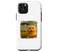 Distressed Persian Cat UFO Selfie Funny Alien Kitten Novelty Custodia per iPhone 11 Pro