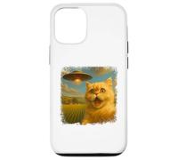 Distressed Persian Cat UFO Selfie Funny Alien Kitten Novelty Custodia per iPhone 12/12 Pro