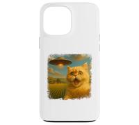 Distressed Persian Cat UFO Selfie Funny Alien Kitten Novelty Custodia per iPhone 13 Pro Max