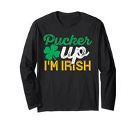 Distressed Pucker Up I'm Irish Vintage St Patrick's Day Maglia a Manica