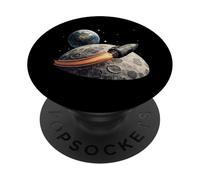 Distressed razzo nave con luna e terra PopSockets PopGrip Adesivo