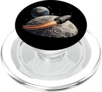 Distressed razzo nave con luna e terra PopSockets PopGrip per MagSafe