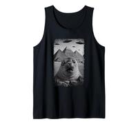 Distressed Seal Selfie At Pyramids Funny Vintage UFO Alien Canotta