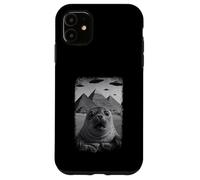 Distressed Seal Selfie At Pyramids Funny Vintage UFO Alien Custodia per iPhone 11