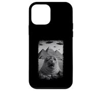 Distressed Seal Selfie At Pyramids Funny Vintage UFO Alien Custodia per iPhone 12 mini
