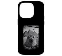 Distressed Seal Selfie At Pyramids Funny Vintage UFO Alien Custodia per iPhone 14 Pro