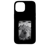 Distressed Seal Selfie At Pyramids Funny Vintage UFO Alien Custodia per iPhone 15