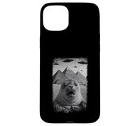 Distressed Seal Selfie At Pyramids Funny Vintage UFO Alien Custodia per iPhone 15 Plus