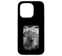 Distressed Seal Selfie At Pyramids Funny Vintage UFO Alien Custodia per iPhone 15 Pro
