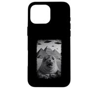 Distressed Seal Selfie At Pyramids Funny Vintage UFO Alien Custodia per iPhone 16 Pro Max
