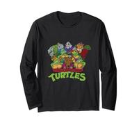 Distressed TMNT Tutti i Personaggi con Cattivi Maglia a Manica