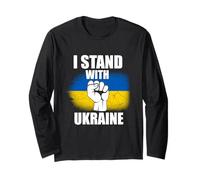 Distressed Ucraina Bandiera I Stand con Ucraina Sostenere Pace Maglia a Manica