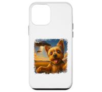 Distressed Yorkshire Terrier UFO Selfie With Alien Dog Lover Custodia per iPhone 12 mini