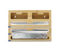 Distributore 5 in 1 in plastica di bambù con taglierino, versatile dispenser di pellicola di stagno per ristoranti di cucina, panetterie, frutta store