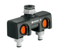 Distributore a 2 vie Gardena per rubinetti da 33.3 mm (G1") e 26,5 mm (G3/4") Mix