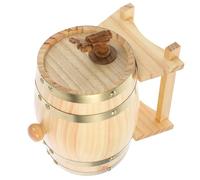 Distributore a Botte in Legno da 3l con Supporto e Rubinetto | Stile Vintage Beige, Uso con Vino e Whiskey, Base Ampia Antiscivolo, Erogazione Semplice