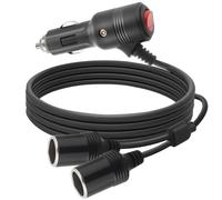 Distributore accendisigari per auto, 12 V, cavo di prolunga con interruttore, 1 a 2 prese accendisigari per auto da 12 V/24 V, roulotte, auto, camion