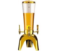 distributore acqua Beer Tower Dispenser for bevande da 3 l/100 oz con tubo for il ghiaccio e dispenser for bevande di liquore da tavolo a tre rubinetti for feste bevande(Gold)