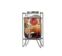distributore acqua Dispenser for bevande in vetro, base in metallo e coperchio con rubinetto in acciaio inossidabile for limonata, tè, acqua fredda e altro ancora trasparente bevande(6L)