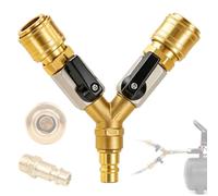 Distributore ad aria compressa a Y a 2 vie, con valvole di arresto in ottone, 1/4", NW7,2 1/4" AG, raccordo ad aria compressa, valvole indipendenti per tubi d'aria, utensili ad aria compressa