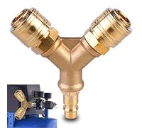 Distributore Aria Compressa, Tubo Compressore Attacco Rapido a 2 Vie, Filettati Da 1/4 Di Pollice y Raccordo a Innesto, Ottone 1/4'' Distributore Aria Compressa, Raccordo Aria Compressa 2