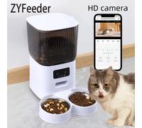 Distributore Automatico di Cibo per Animali da 5L con Telecamera, Dispenser Intelligente per Cani e Gatti, WiFi, Temporizzazione, Ciotola in Acciaio Inox