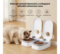 Distributore Automatico di Cibo per Gatti a 2 Pasti con Timer di 48 Ore | Dispenser Automatico per Cibo per Gatti 2x350ML, Capacità Totale 700ML per Alimenti Umidi e Secchi | Ciotola doppia per