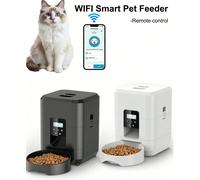 Distributore automatico di cibo smart WIFI da 2L per animali domestici, alimentatore automatico lento per gatti e cani, con timer e porzioni, modalità di alimentazione a batteria e USB Nero - Versione