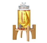 Distributore Bevande con Rubinetto, Contenitore in Vetro con supporto in bambù Distributore di Tè Freddo, Limonata, per Feste,3L