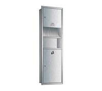 Distributore commerciale da incasso per asciugamani e bidone della spazzatura, in acciaio inox, con serratura, elegante contenitore per rifiuti (34,5 x 14,5 x 120 cm)