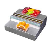 Distributore Commerciale di Pellicola Trasparente, Dispenser Manuale per Pellicola Alimentare con Taglierina Scorrevole, Macchina per Imballaggio con Pellicola Estensibile Manuale con Doppio Asse