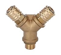 Distributore con 2 attacchi a sgancio rapido NW 7,2, ottone blank, G 1/4 AG, pressione di esercizio 0 - 35 bar, Temp. -20 °C fino a 100 °C.