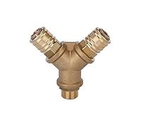 Distributore con 2 attacchi a sgancio rapido NW 7,2, ottone blank, G 3/8 AG, pressione di esercizio 0 - 35 bar, Temp. -20 °C fino a 100 °C.