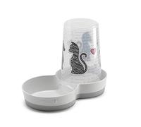 Distributore crocchette/acqua per gatto, con serigrafia decorativa, motivo: gatti innamorati
