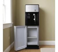 Distributore d'acqua 3 in 1 indipendente con refrigeratore d'acqua calda e fredda e a temperatura ambiente da pavimento con mobiletto portaoggetti e divisori rimovibili for casa, ufficio, scuola
