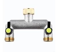 Distributore d'acqua a 2 vie da 3/4 di pollice in ottone con valvola a sfera per rubinetti e tubi da giardino, finitura oro per spazi ristretti (A)