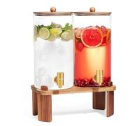 Distributore d'acqua in vetro, Distributore di bevande con rubinetto, supporto in acciaio inox e legno Ideale per limonata, succhi di frutta, tè e bevande per le feste,3.5L