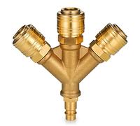 Distributore d'aria a 3 prese con frizioni, distributore d'aria da 1/4 pollici, 3 tubi ad aria compressa con filettatura esterna, spina in ottone con prese frizione NW 7,2