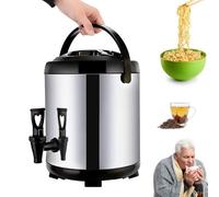 Distributore di acqua calda, in acciaio inox, isolato, urna, con rubinetto, doppio isolamento per bevande, ideale per servire latte e bevande calde
