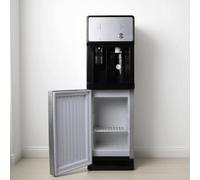 Distributore di acqua fredda e calda a caricamento da pavimento, unità indipendente alimentata dalla rete elettrica, distributore di acqua con divisori rimovibili e mobiletto portaoggetti, fontana for