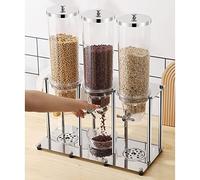 Distributore di alimenti secchi da 10,5 l, triplo controllo, distributore di cereali da banco in acciaio inossidabile, self-service, ricaricabile, for noci, legumi, caramelle, snack, controllo singolo