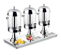 Distributore di bevande a triplo beccuccio in acciaio inox da 24 litri con contenitore per ghiaccio integrato, distributore commerciale per bevande per feste, colazione, buffet, bar e hotel, oro