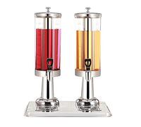 Distributore di bevande commerciale con rubinetto senza perdite e sistema scarico, serbatoio da 6 litri, 2 contenitori, in acciaio inossidabile, pesante