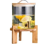 Distributore di bevande di vetro 5L, distributore di succo con rubinetto, distributore di bevande a prova di perdite per picnic esterno a casa, tappo di tenuta silicone, resistenza a bassa