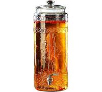 Distributore di Bevande Distributore di Bevande Fredde, Barattolo di Vetro, con Coperchio E Base, Rubinetto in Metallo Senza Perdite, Distributore di Birra, Vetro Trasparente, 15L