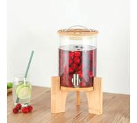 Distributore di Bevande in Vetro 3l / 5l / 8l, Distributore di Succo con Rubinetto E Supporto, Distributore di Bevande Anti-intasamento per Buffet di Feste in Home Office, Tappo di, A Faucet, 3L