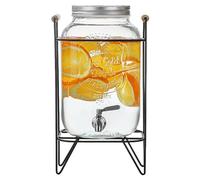Distributore di bevande in vetro con rubinetto e supporto, ideale per cocktail, succhi e acqua, perfetto per feste e incontri