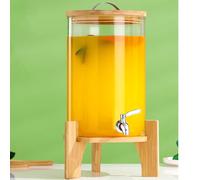 Distributore di bevande, in vetro da 7 l, con rubinetto in acciaio inox, dispenser per bevande con supporto in bambù, dispenser per bevande fredde o calde per feste,