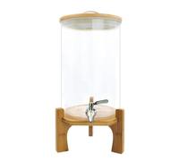 Distributore di bevande in vetro di alta qualità, elegante macchina per bevande da 7,5 l con base in legno e coperchio ermetico, barattolo per succhi resistente al caldo e al freddo per feste e riunio