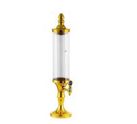 Distributore di bevande in vetro, Distributore di bevande Torre for birra da 1,5 litri Luci a LED Rubinetto Home Bar Party Argento Oro Succo(Gold)